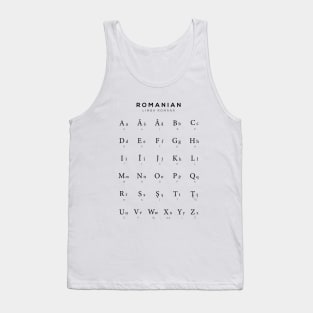 Romanian Alphabet Chart, Romania Language Chart, White Tank Top